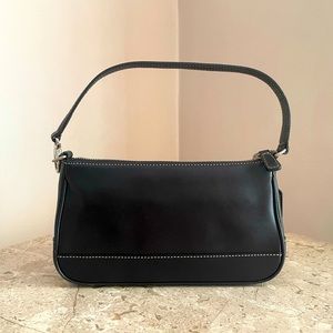 Vintage Black Leather Coach Small Shoulder Bag or Wristlet